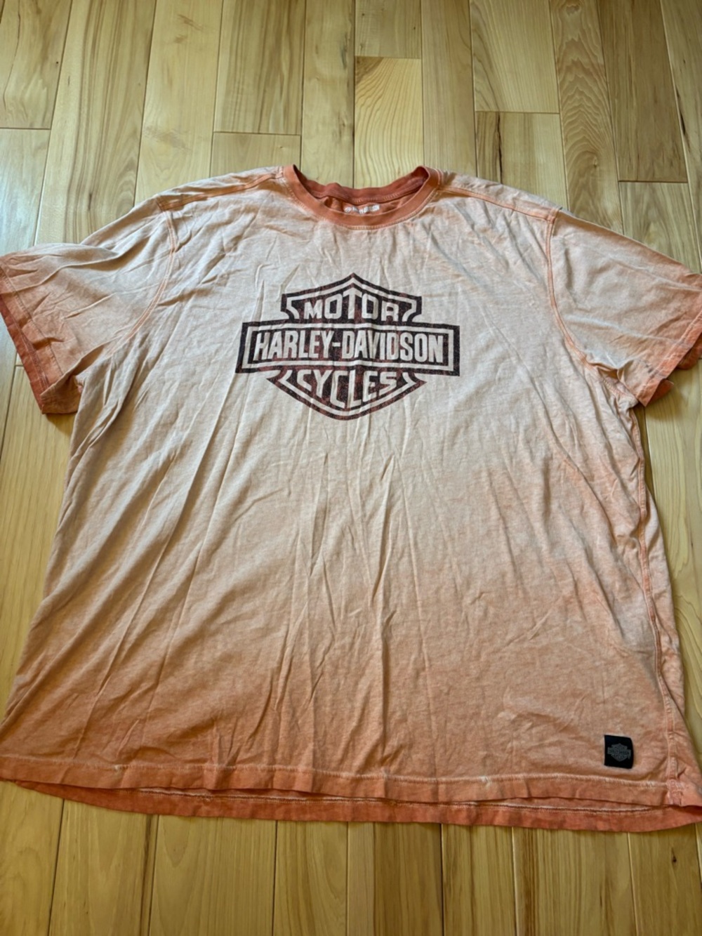 Harley Davidson Motorcycles Logo Faded Orange Distressed Short Sleeve T-shirt
